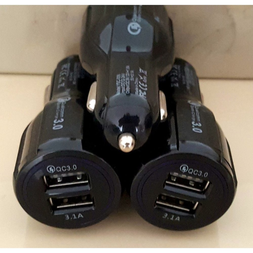 3Pack Dual Port Car Phone Charger QC Quick Charge with Lighted Charging Ports